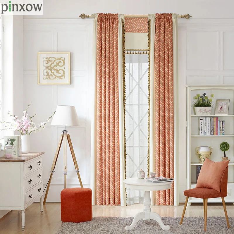 С принтом в полоску Шторы Спальня готовые окна Панель Гостиная современный Ткань