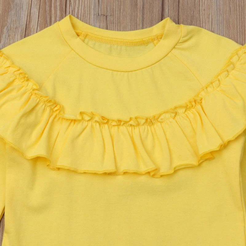 Child Baby Girl Ruffle Plaid Clothes Set Autumn/Winter Yellow Blouse Shirts Tops+Long Pants+Headband Cute Kids Girls Outfits | Мать и
