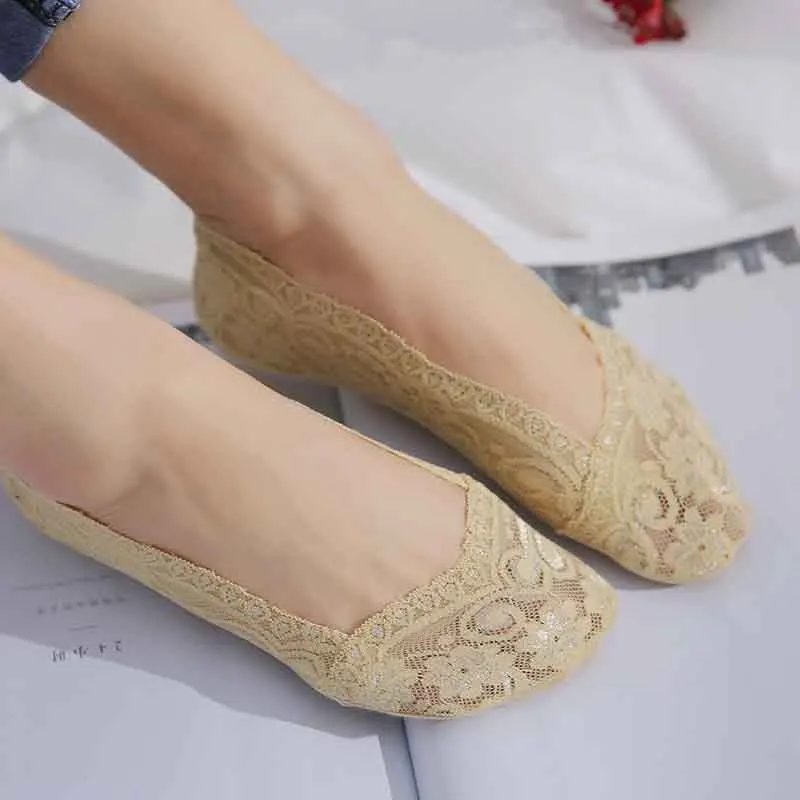 Модные хлопковые короткие носки с кружевом для отдыха Женские Дышащие