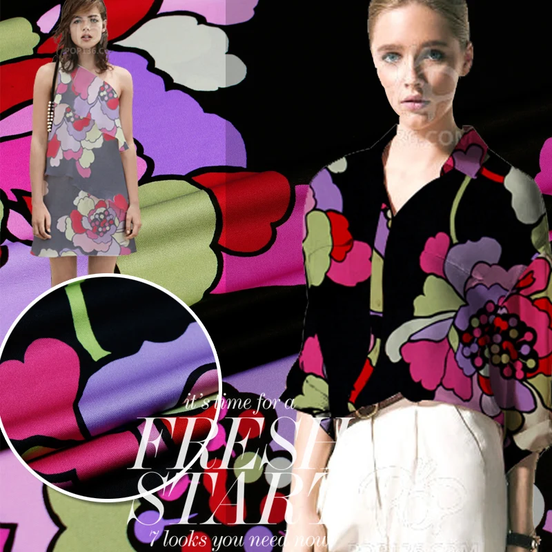 Вязаная трикотажная ткань из 100% чистого шелка с принтом для рубашки | Дом и сад