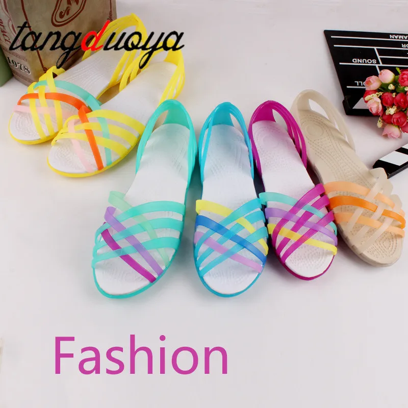 Женская прозрачная обувь летние женские сандалии на плоской подошве с бантом