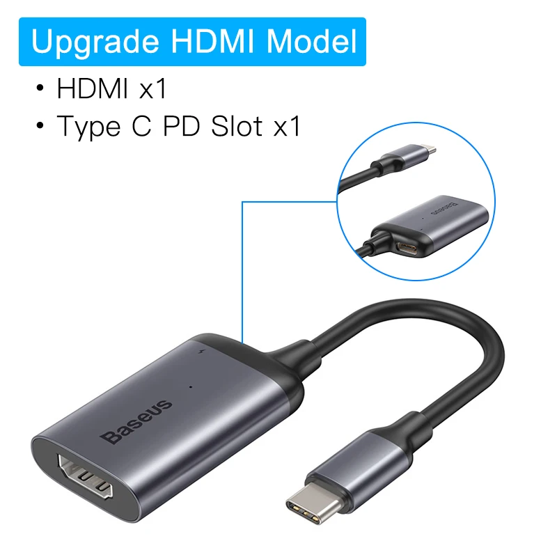 Upgrade HDMI USB HUB Baseus Мульти USB C концентратор USB 3,0 HDMI VGA USB разветвитель type C адаптер для MacBook Pro Аксессуары для ПК PD зарядка type C концентратор - Цвет: Upgrade HDMI USB HUB