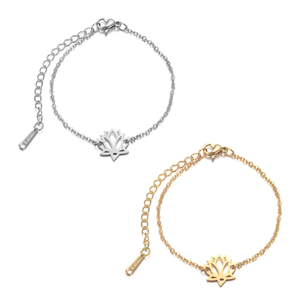 Сказочный браслет из нержавеющей стали 100% с подвесками в виде лотоса для йоги