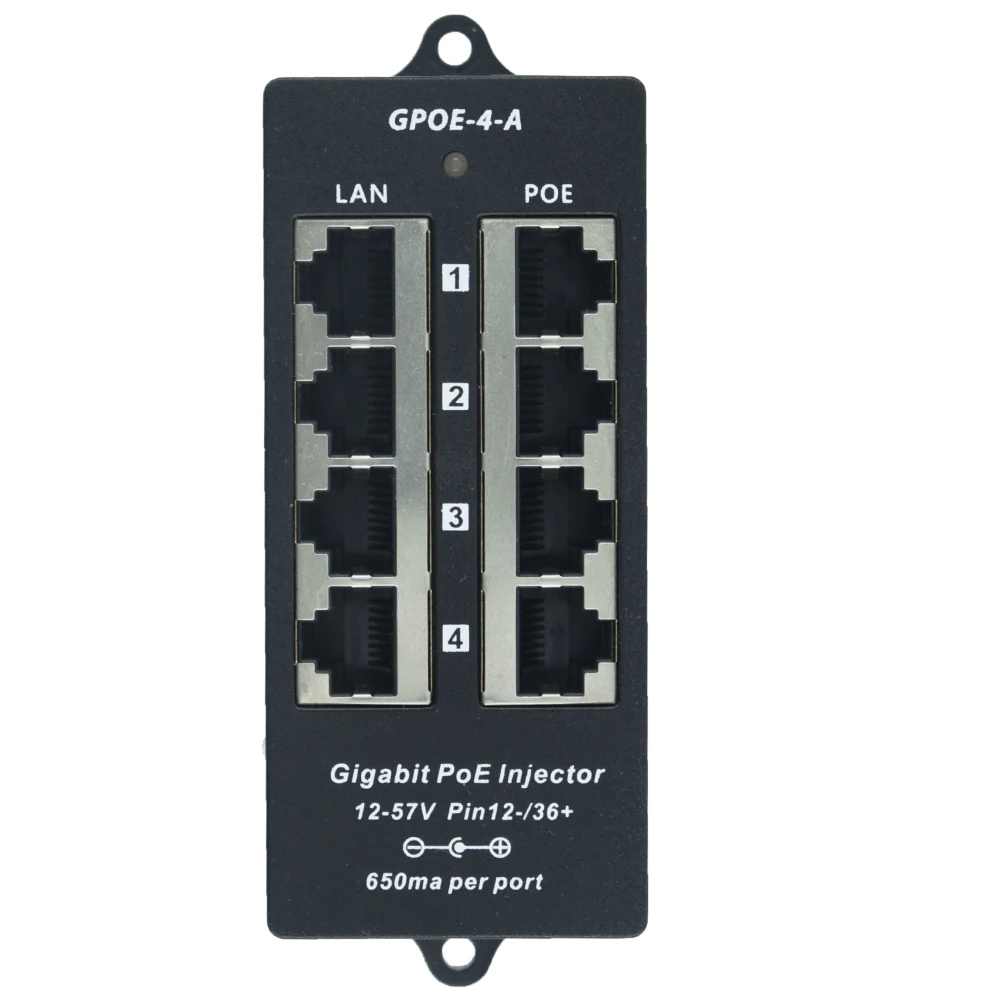 4 портовый гигабитный Инжектор Power over Ethernet PoE для устройств 802.3af или пассивного