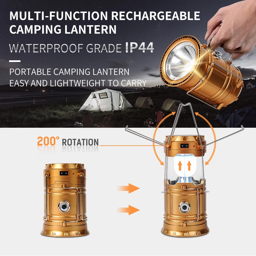 Солнечный портативный светодиодный кемпинговый фонарь для кемпинга фонарик на