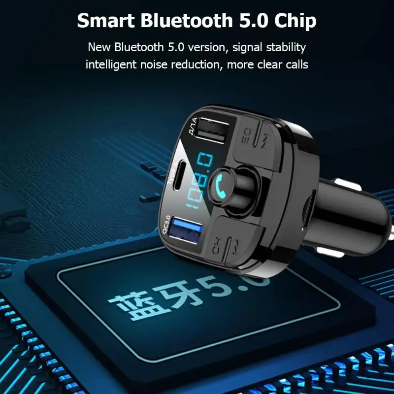 BT29 Авто fm-передатчик Bluetooth 5,0 CarKit MP3 аудио музыкальный плеер Громкая связь Тип C зарядка Быстрая зарядка QC3.0 автомобильное зарядное устройство