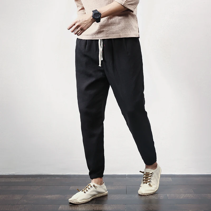 Cotton Linen Harem Pants Mens Jogger Male Casual Summer Track Trousers Designer Men Printing Casu | Мужская одежда