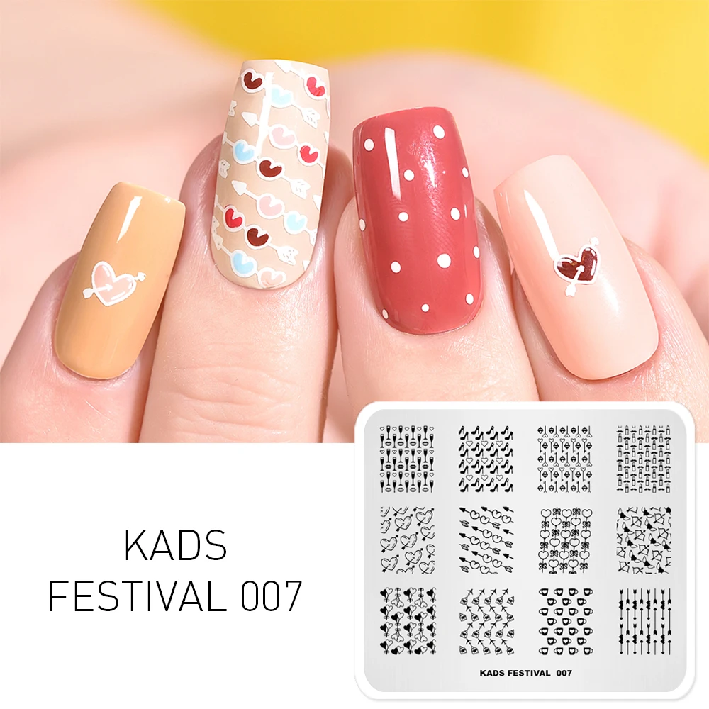 KADS Festival 007 шаблон для стемпинга ногтей День Святого Валентина любовь помада штамп