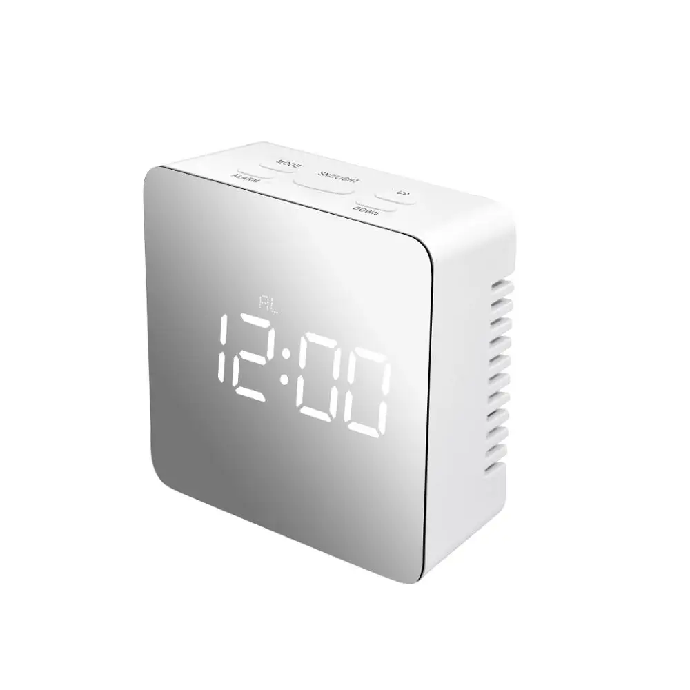 Square Офисные, домашние, комнатные настенные часы, USB, цифровое зеркало, будильник, светодиодный, настольные часы, отображение температуры, декоративные часы - Цвет: Square
