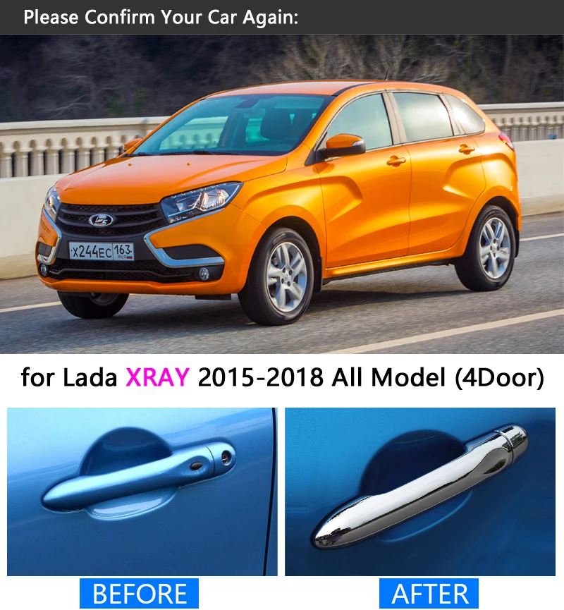 Подходит для LADA XRAY кроссовер хром ручки крышки Набор триммеров Никогда не ржавеет аксессуары наклейки car styling