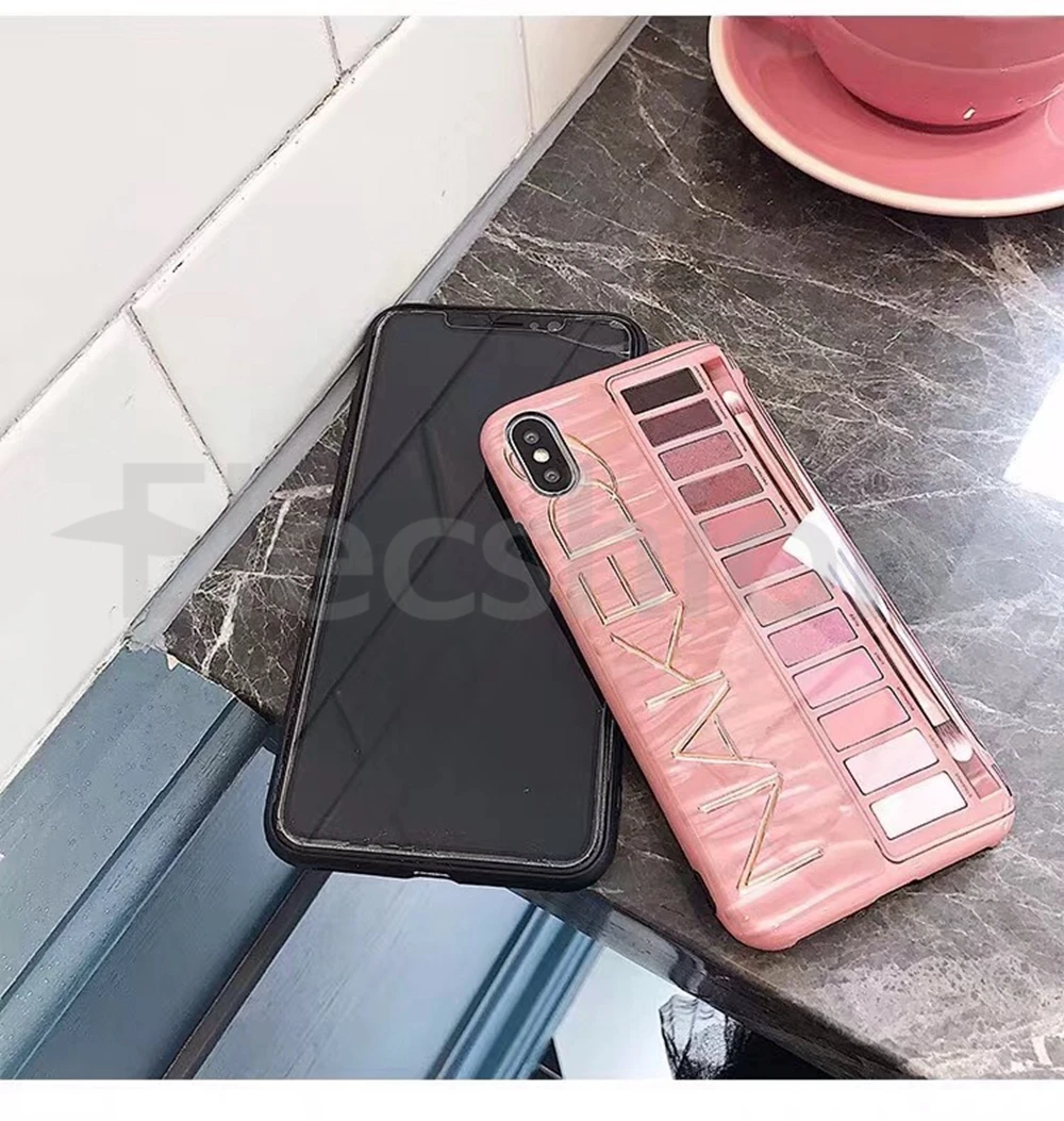 Макияж Чехол для телефона для iPhone 7 X XR XS Max тени для век Палитра для iPhone 6 6s 7 8 plus роскошный модный Мягкий силиконовый чехол