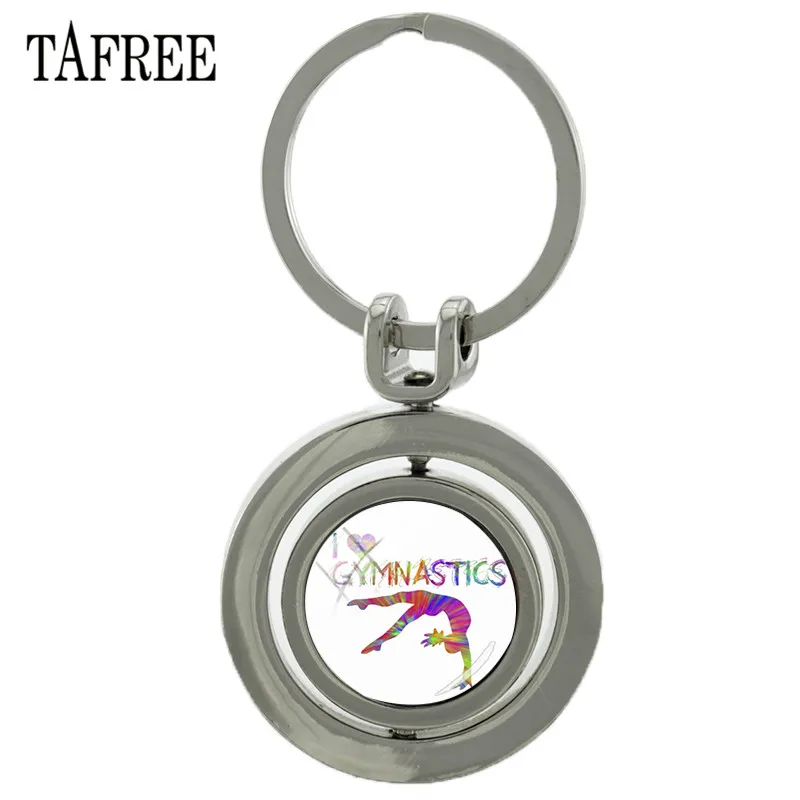 TAFREE I Love гимнастика Вращающийся брелок для ключей двухсторонний рисунок логотип