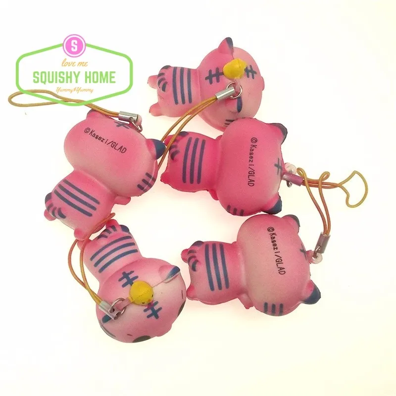 Kuutti Squishy случайный цельный розовый Kawaii Smile TIGER телефонный ремешок Yummy Sleeping / Face Up CUTE