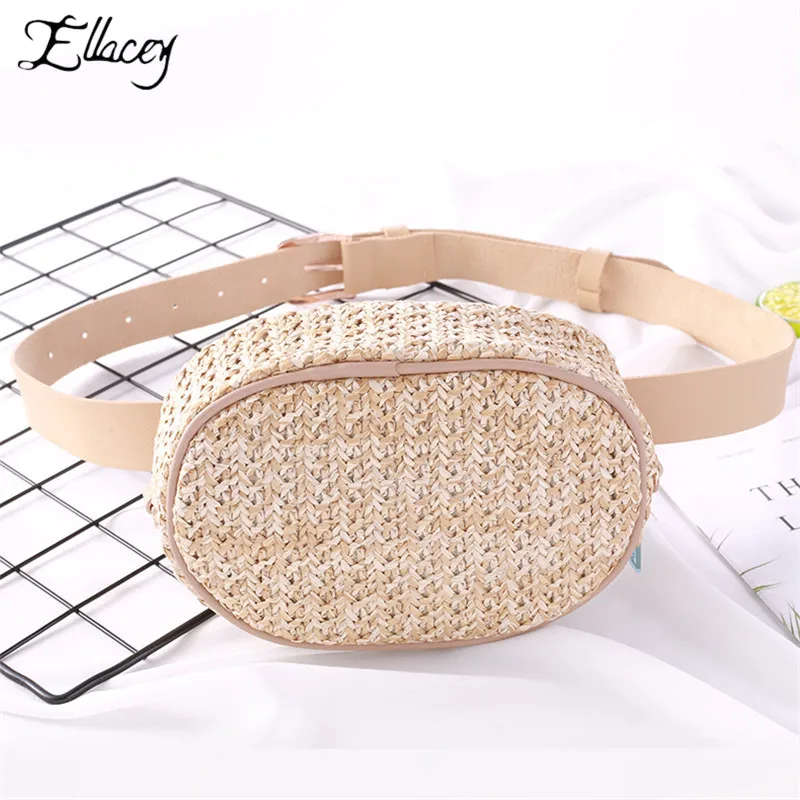 Новая летняя соломенная поясная сумка ручной работы вязаная нагрудная дорожная