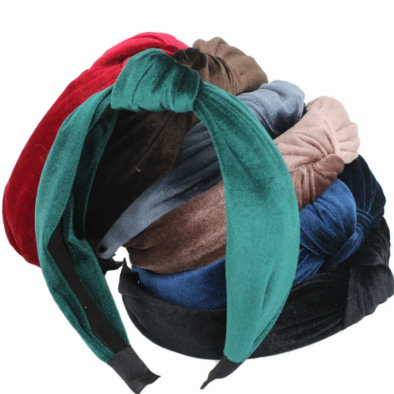 Mixed Colors 12 шт модный центр завязанные бархатные повязки женские винтажные аксессуары для волос велюровая головная повязка - Цвет: Mixed Colors