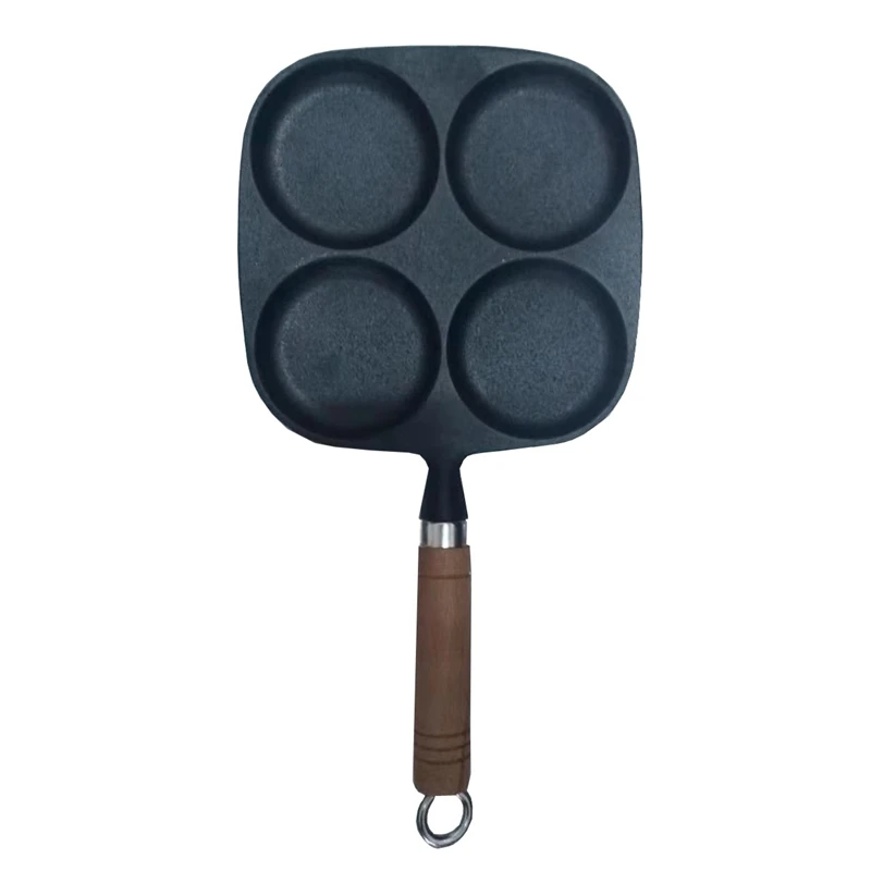 4 отверстия утолщенной чугунная сковородка для омлета яйцо и рисунком гамбургера