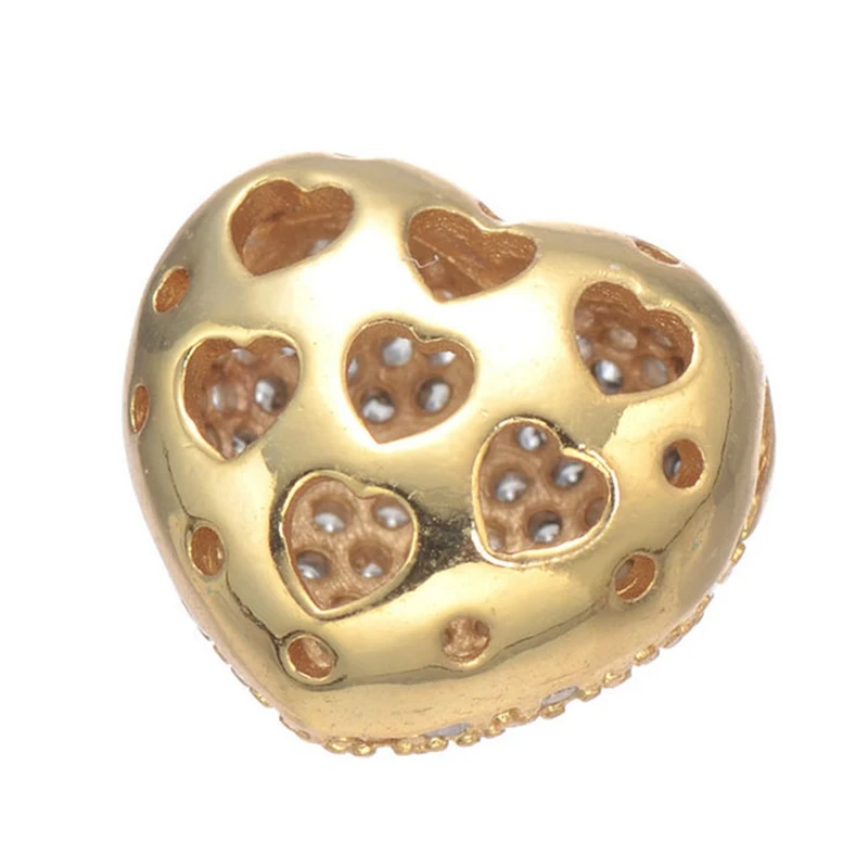 1 шт. золотой цвет CZ хрустальное сердце бисер подарок свободный подходит для DIY