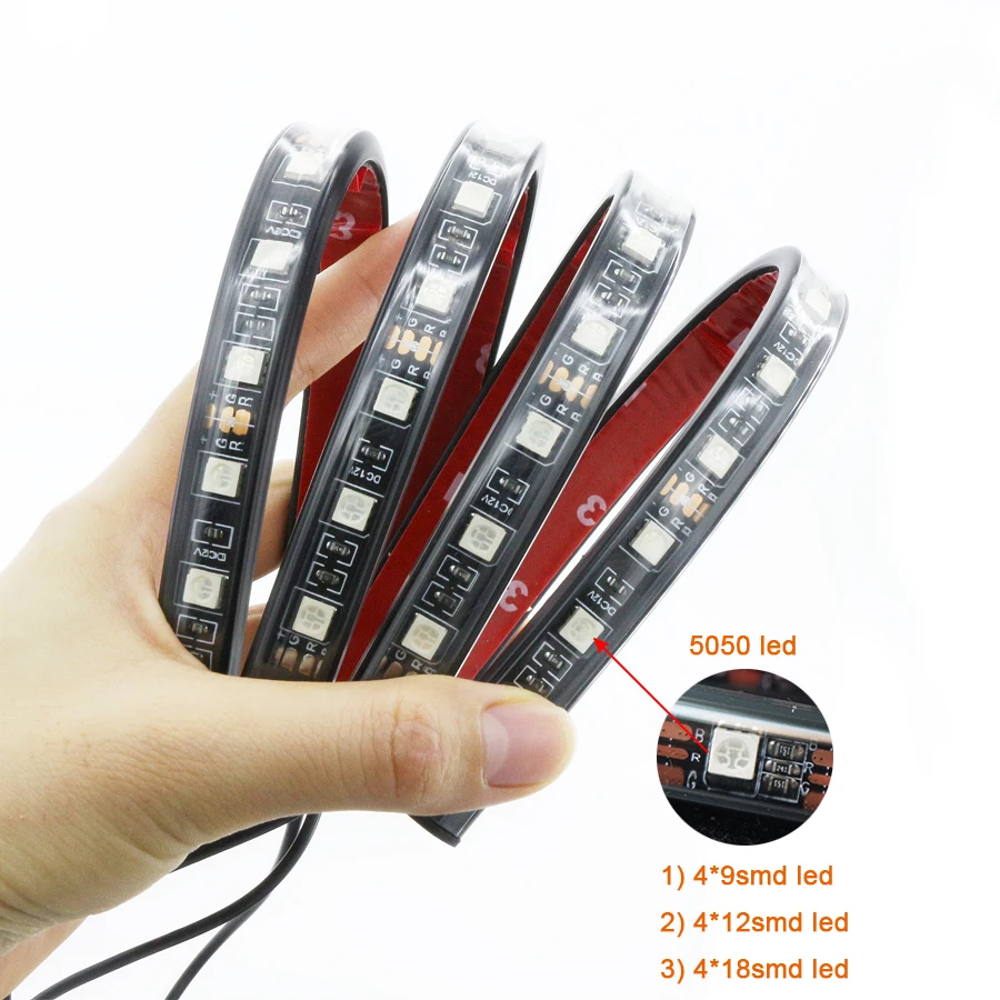 4 шт. светодиодный комнатный светильник 18smd 12smd 9smd led автомобильный RGB полосный DC12V