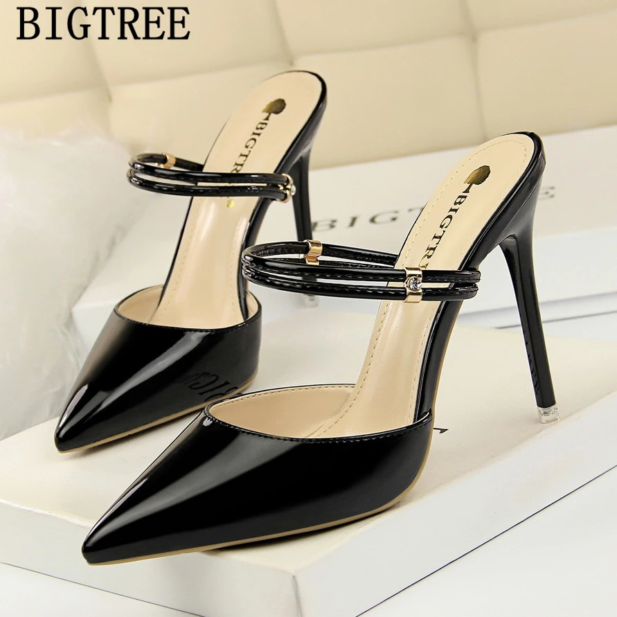 Туфли женские на высоком каблуке фетиш мюли туфли лодочки офисная обувь сланцы