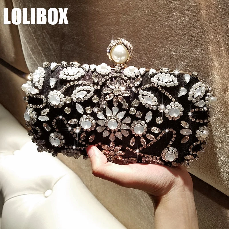 LOLIBOX Женская вечерняя сумка-клатч кошачий глаз бриллиантовый цветок жемчужная