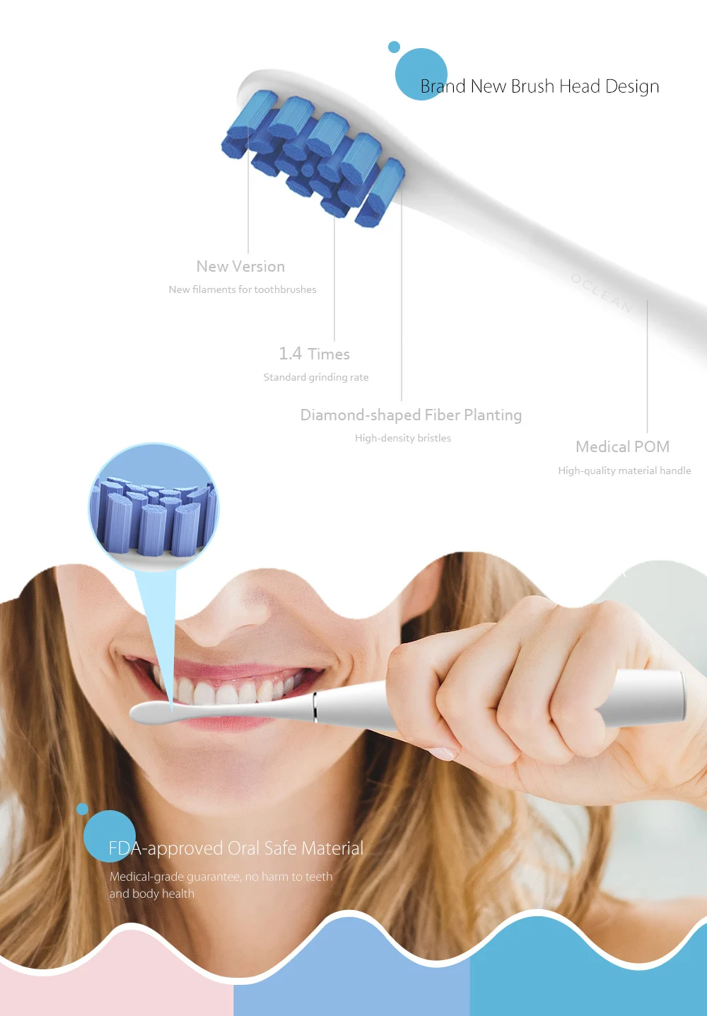 2 шт сменные насадки для Oclean Z1/X/SE/Air/One электрическая звуковая зубная щетка от 01 youpin