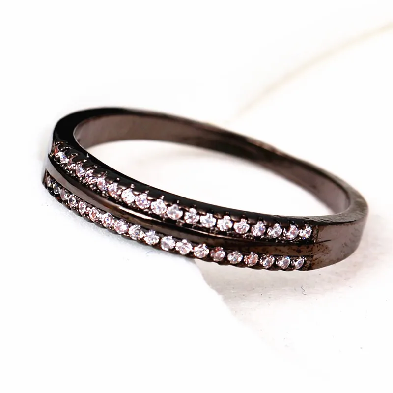 Новое простое классическое мужское кольцо с двойным слоем черного золота мини