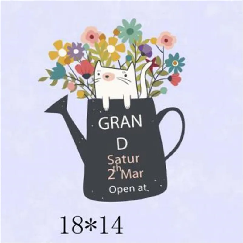 Футболка патч Diy цветочный горшок кошка 26 см шаблон логотип бренда железа на