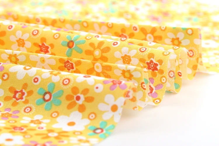 Новый Желтый Цветочный пэчворк из хлопка Ткань жира квартале пучки текстиль