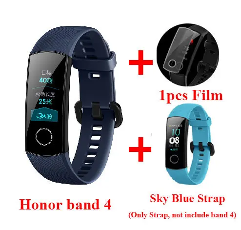 Blue Add SkyBlue Смарт-браслет Honor Band 4, сенсорный экран 0,95 дюйма, фитнес-трекер, водонепроницаемый, для плавания, для обнаружения пульса и сна - Цвет: Blue Add SkyBlue