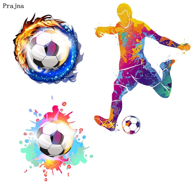 Prajna Fire Soccer Iron On Patches DIY Футболка футболист теплопередача стираемые наклейки