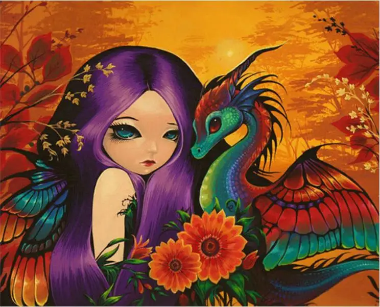 Full Square/Round Drill 5D DIY Diamond Painting &quotCartoon girl Dragon&quot Embroidery Cross Stitch 3D Home Decor Gift | Дом и сад