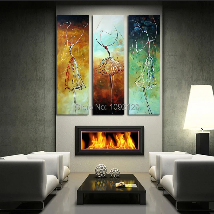 100% современное модное украшение ручной работы картины маслом Танцующие женщины