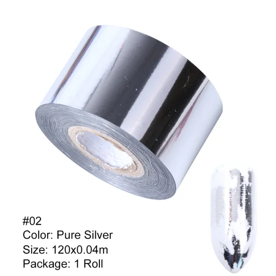 02 Pure Silver Полная красота 1 рулон металлическая фольга для перевода на ногти матовый золотой серебряный ноготь искусство Лак наклейки DIY Вселенная украшения CH996-2 - Цвет: 02 Pure Silver