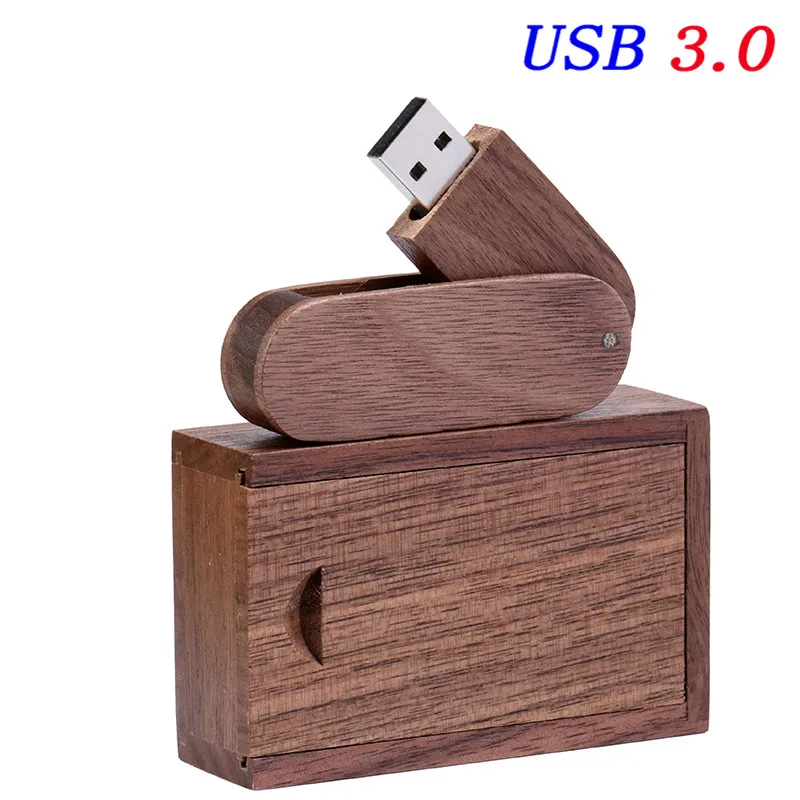 JASTER(более 10 шт бесплатный логотип) деревянный USB3.0+ коробка ручка привода 4g 8GB 16G 32GB 64G USB флэш-накопитель фотографии свадебные подарки - Цвет: Walnut Wood