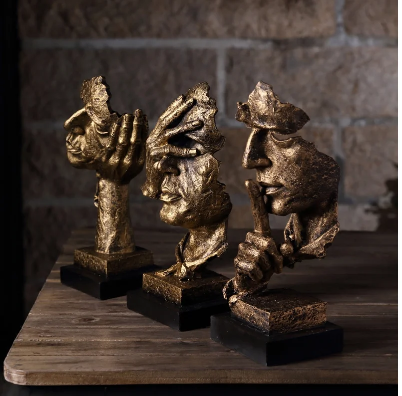 Тишина золото абстрактный Скульптура фигурка украшения офиса аксессуары для