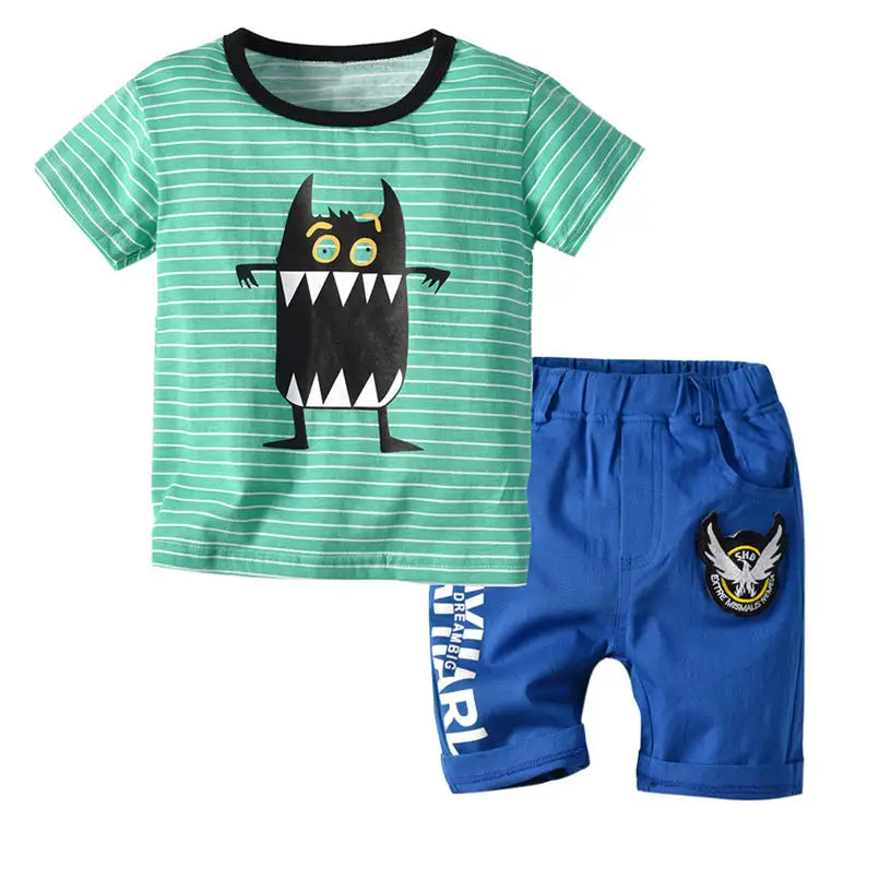 Комплект одежды для детей топы с рисунками маленьких мальчиков футболка шорты