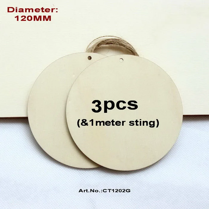 120 MM(4.72 In)3pcs 50 мм/60 мм/76 мм/101 мм/120 мм пустое дерево круглое ожерелье круглые деревянные диски с отверстием Tags-CT1202 - Цвет: 120 MM(4.72 In)3pcs