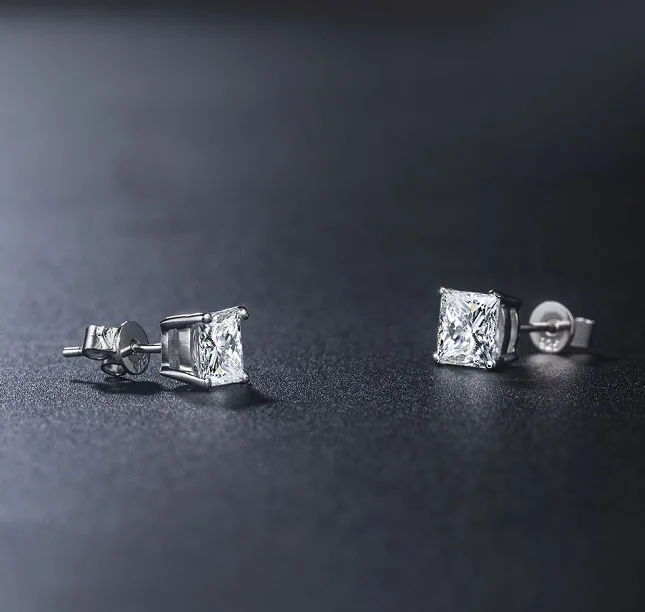 Великолепные 1Ct/шт Принцесса Cut синтетические Бриллианты Женские серьги из натуральной серебряные серьги 925 пробы Роскошные цветные ювелирные изделия для нее