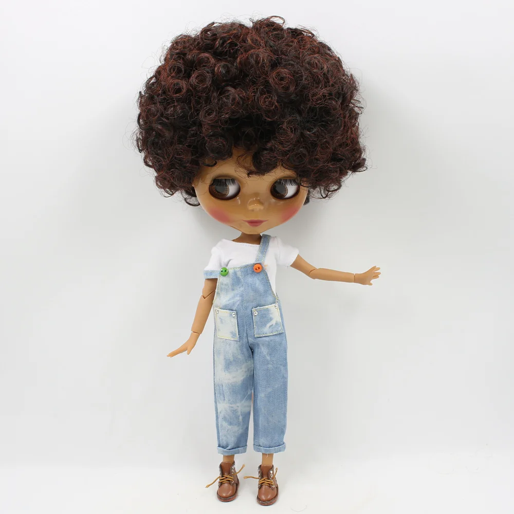 Кукла Blyth ICY DBS 1/6 короткая кудрявая черная микс коричневые волосы темная кожа