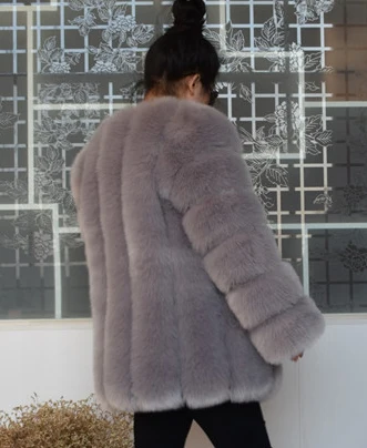 Light grey ZADORIN Abrigo Mujer зимние женские пальто Роскошные Шуба из искусственного лисьего меха размера плюс толстые теплые длинные пушистые куртки розовое пальто bontjas - Цвет: Light grey
