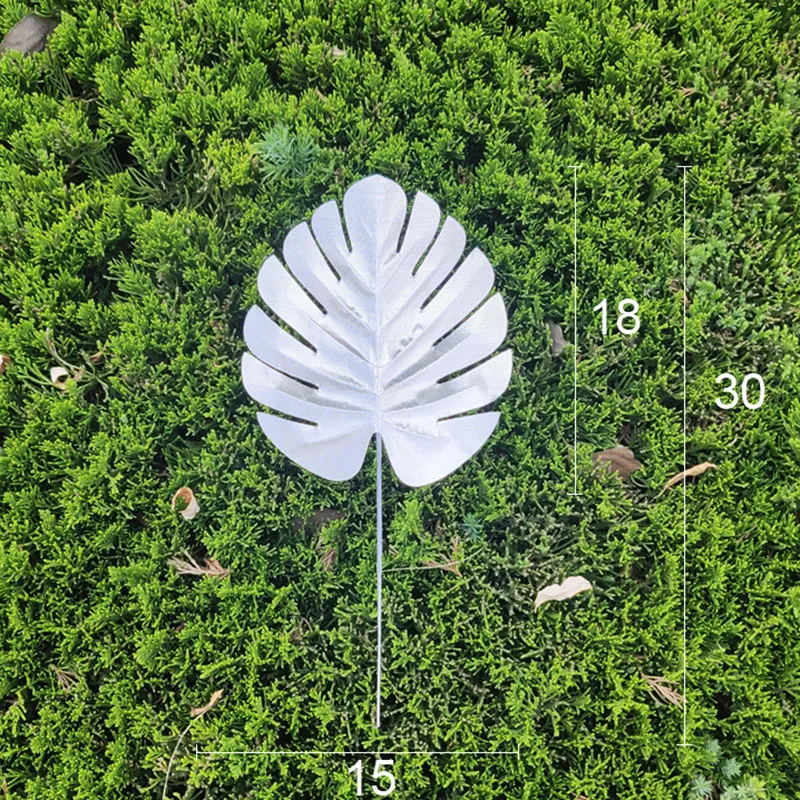 Gold Artificial Monstera Tropical Plam Tree Leaves Photography Background Fake Plants Wedding Birthday Party Home Decoration - Цвет: SilverMonstera Small
