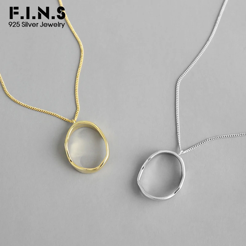 F.I.N.S нерегулярные вогнутые 925 пробы серебряные модные Овальные Подвески ожерелье для женщин украшения ювелирные изделия