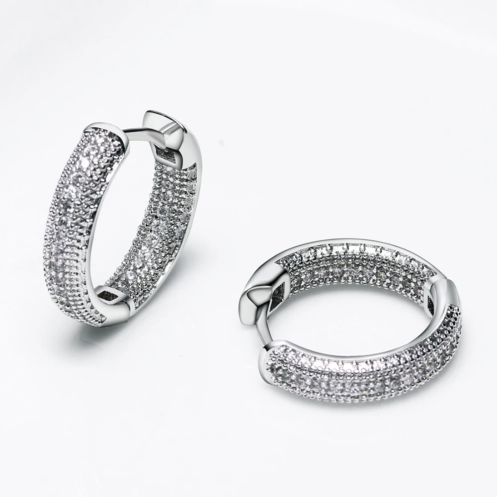 

19mm Daily wear Hoop earrings Shiny Zircon jewelry jewellery Door to Door Fast shipping Women Circle earring