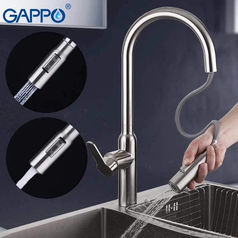 Gappo кухонные смесители вращающийся кухонный выдвижной распылитель из нержавеющей стали смеситель для воды смесители для кухонной раковины смесители