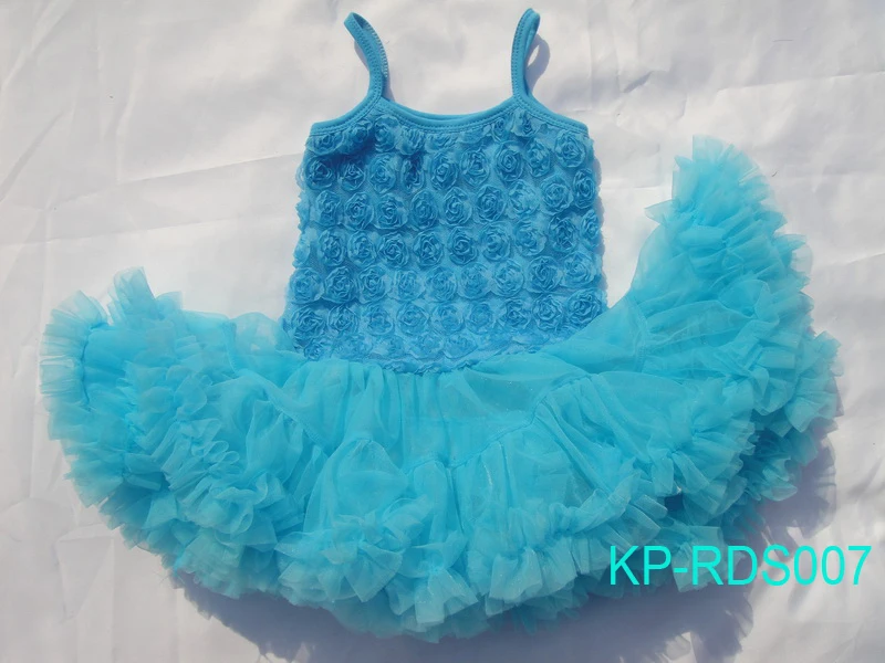 Baby Girls Rosette Dresses 2018 New Fashion Floral Princess Ball Gown Vestidos Summer Kids Toddler Blue Dress RDS007 | Детская одежда и