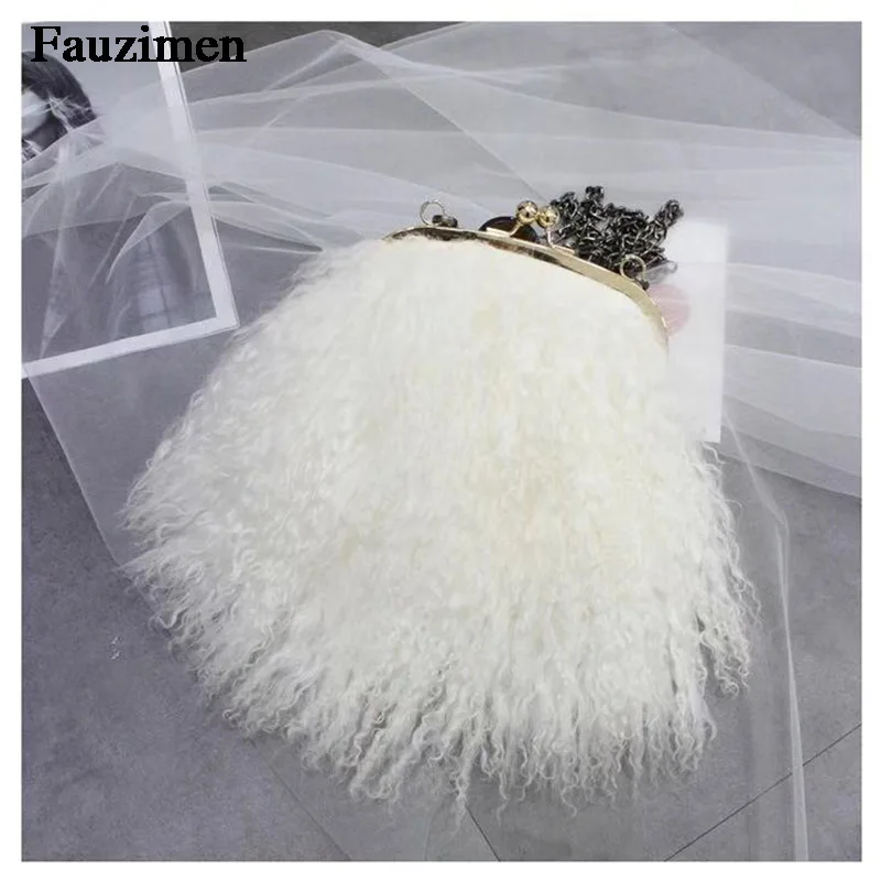 Женская сумка-клатч из натурального меха роскошная дизайнерская вечерняя сумка