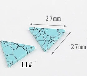 11-27mm Натуральный белый, зеленый, красный и черный треугольник с одним отверстием материал сумка DIY ручной работы корейские ювелирные изделия серьги Подвески Аксессуары - Цвет: 11-27mm