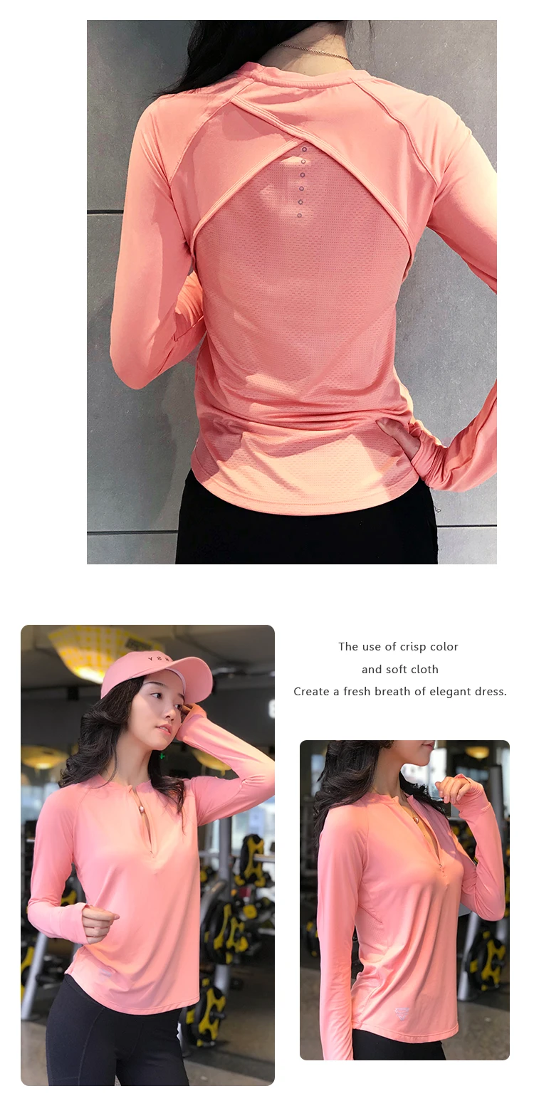 Peeli Long Sleeve Yoga Top Fitness Sports Women Jerseys Workout T shirts Quick Dry Yoga Shirt Exercise Gym Tank Tops Activewear