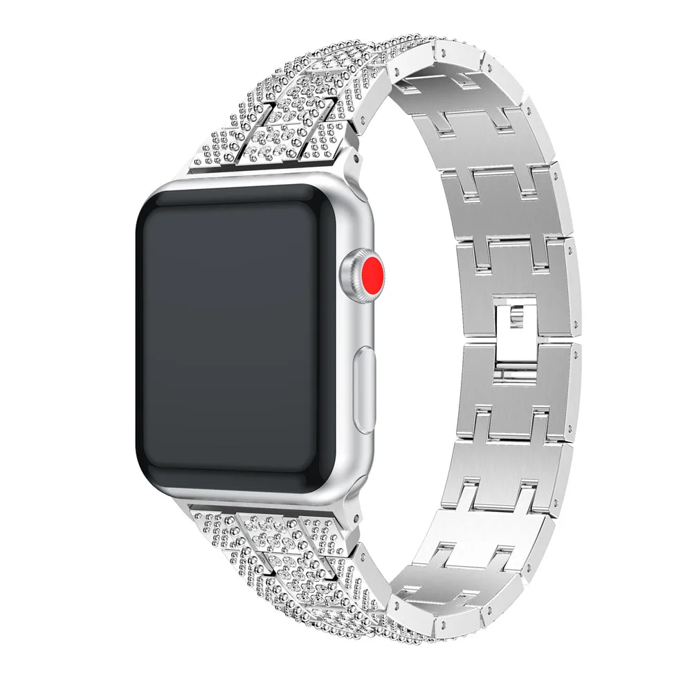 Luxury Steel women Diamond bracelet wrist strap for apple watch band 42mm/38mm/44mm/40mm for iwatch series 4/3/2/1 watchband