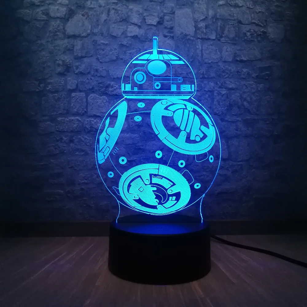 3D Светодиодная лампа Звездные войны подарок для мальчика игрушки робот BB-8 шар 7